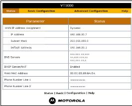 Use the VT1005 Status page to determine if it has connected up to your DSL provider.