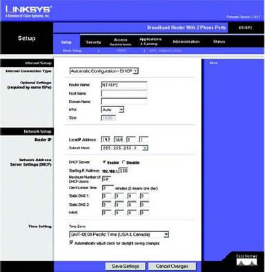 Setting up Internet Connection Type to PPPoE on a Cisco/Linksys VoIP ATA router.