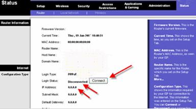 On the Status page of your Linksys VoIP ATA router you will see if you are connected and have an IP address.