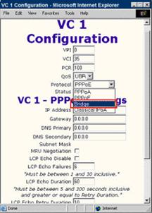 Change pppoe protocol to bridge in the Westell.