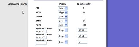 Application QoS has limited configuration settings in small Linksys routers, so are not capable of the types of settings which would be most advantages for VoIP.